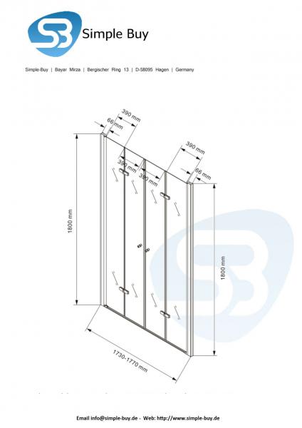Glas Concept 24 175x180cm Vegas - Dusche - Nischendusche - Pendeltür - 8mm ESG 